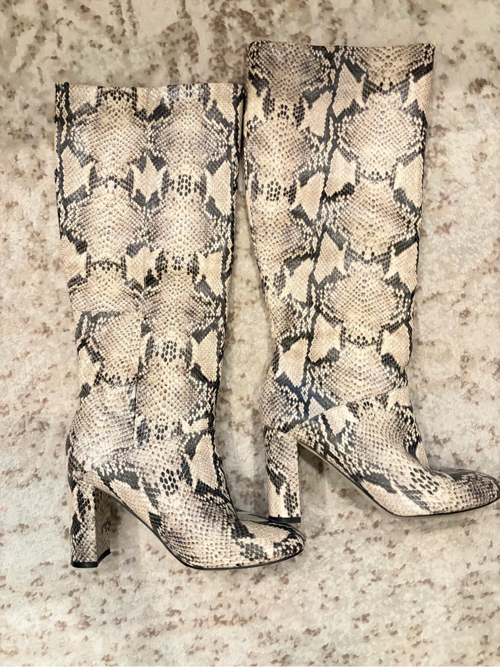 Cole Haan Snake-Print Knee Boots in Beige - Women's Fashion Boots 7.5